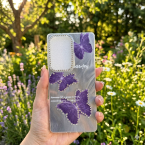 قاب رزین نگین دار طرح پروانه برای گوشی سامسونگ s25ultra